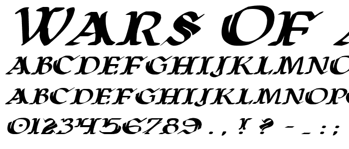 Wars of Asgard Expanded Italic font